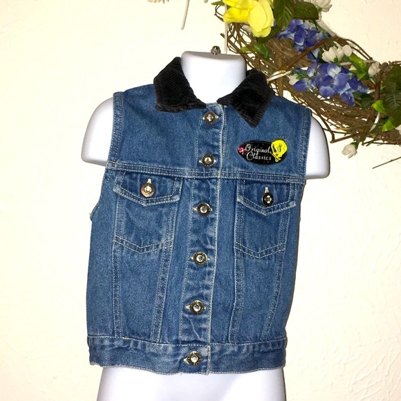 Looney Tunes Tweety Sleeveless Jean Jacket Child 8 - Picture 3 of 8
